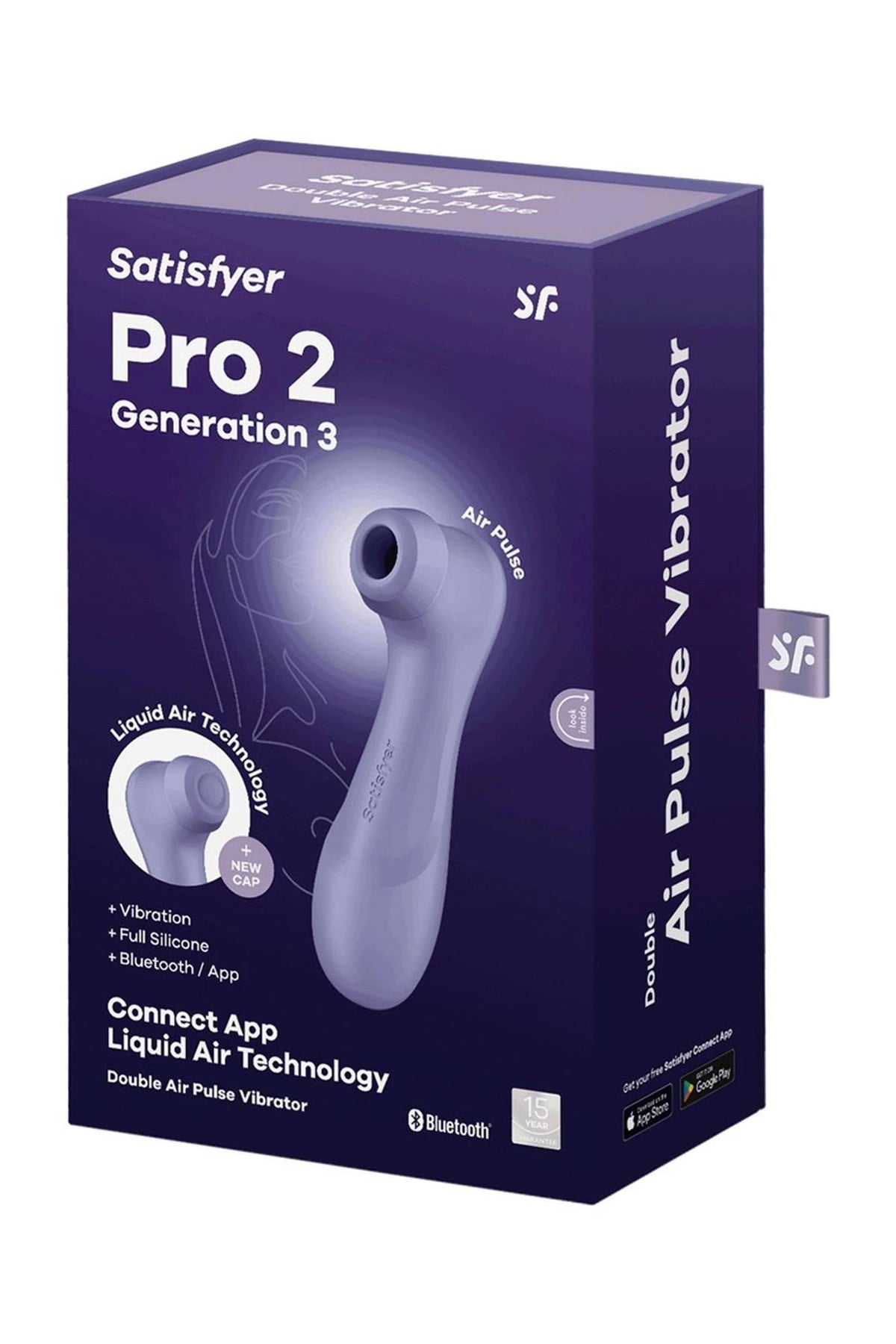 Estimulador de clítoris Pro 2 Generation 3with Air 16.5 cm – control por app, recargable, morado 73-4051864 | Satisfyer