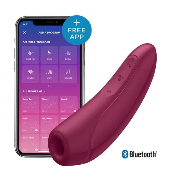 Stimolatore clitorideo Curvy 1+ Air Pulse – controllo da app, taglie forti, bordeaux | Satisfyer