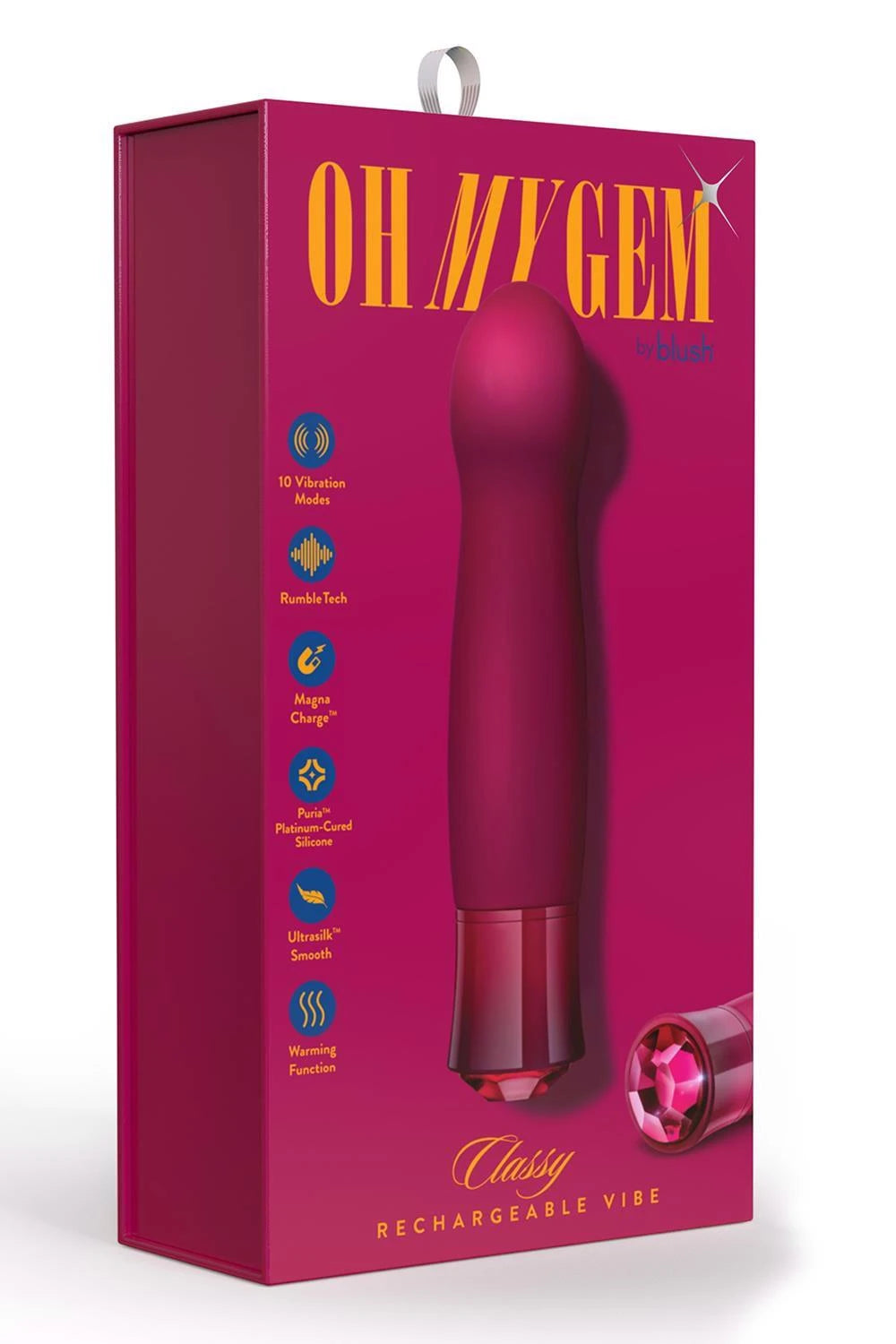 Mini vibromasseur OH Classy Ruby – rechargeable, avec bijou | Blush