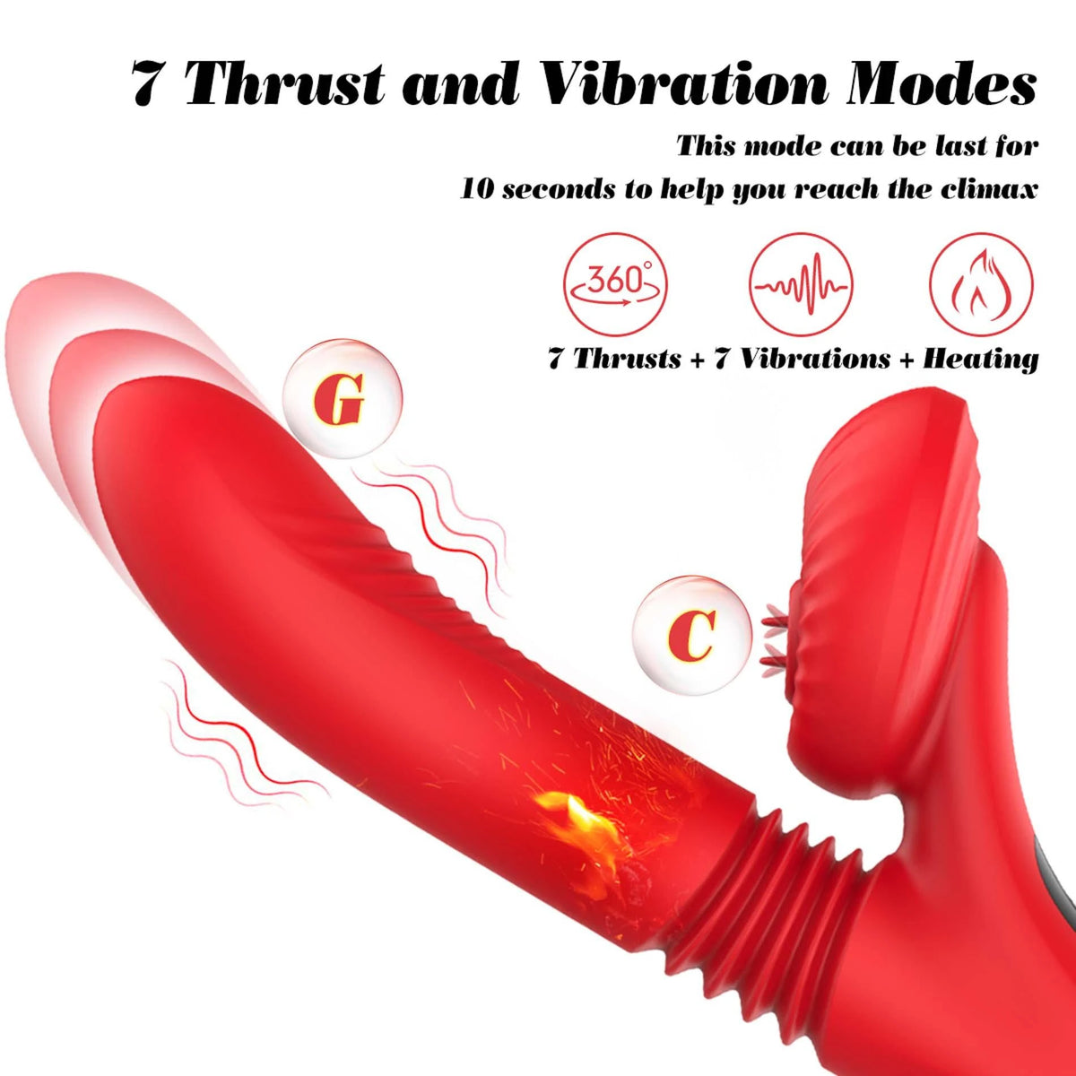 Estimulador de clítoris Licking 7 funciones – recargable, con calor, rojo | Favorites