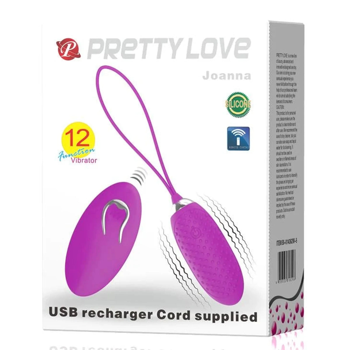 Ovetto vibrante Joanna 12 funzioni – con telecomando, ricaricabile, fucsia | Pretty Love