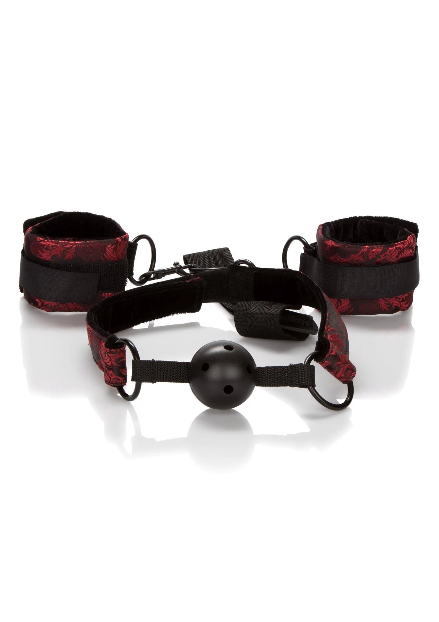 Bâillon en cuir respirant avec menottes Noir