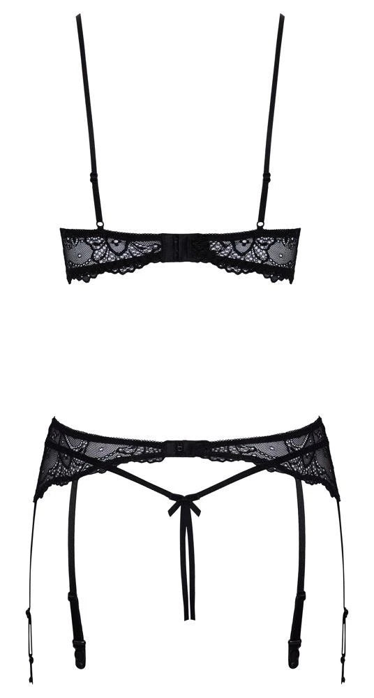 Fehérnemű szett – csipke, nyitott, fekete 22213491251 | Cottelli LINGERIE