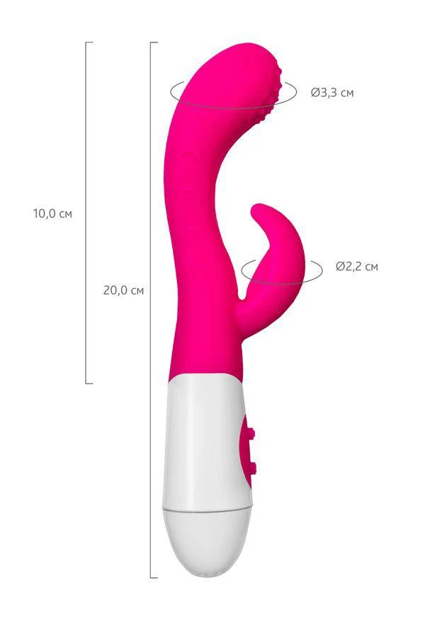A-TOYS, Vibrateur Nessy avec Stimulateur Clitoridien, Silicone, Rose, 20 cm, 10 vitesses, 2xAAA