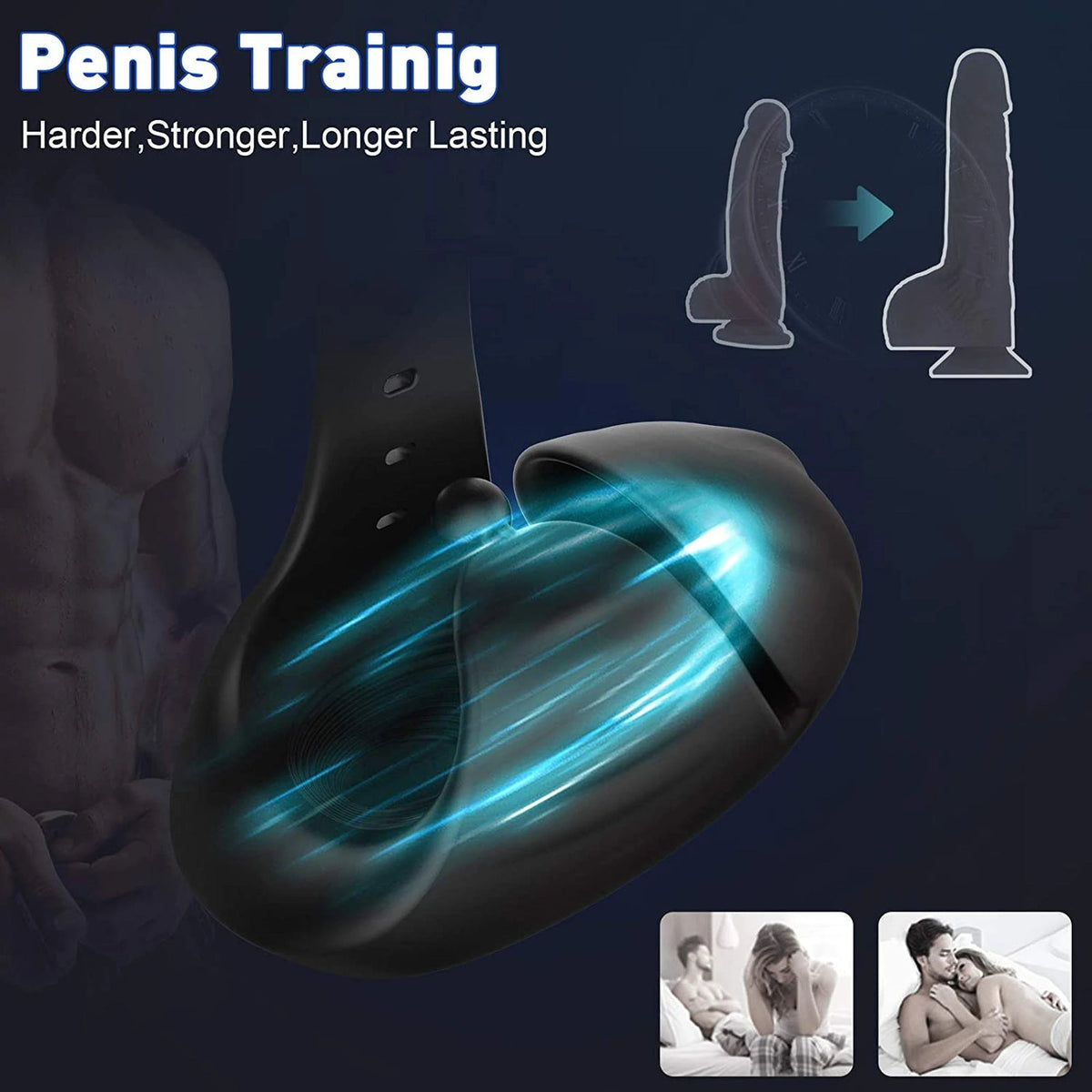 Masturbador wearable 8 funciones – recargable, vibrador, negro | Favorites