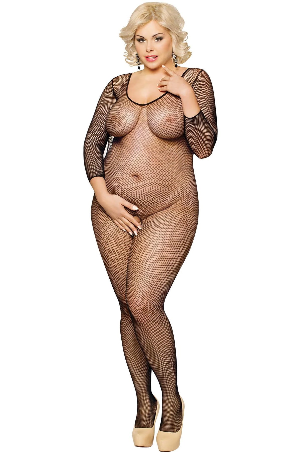 Catsuit Netty – tamanhos grandes, preto | SoftLine Collection