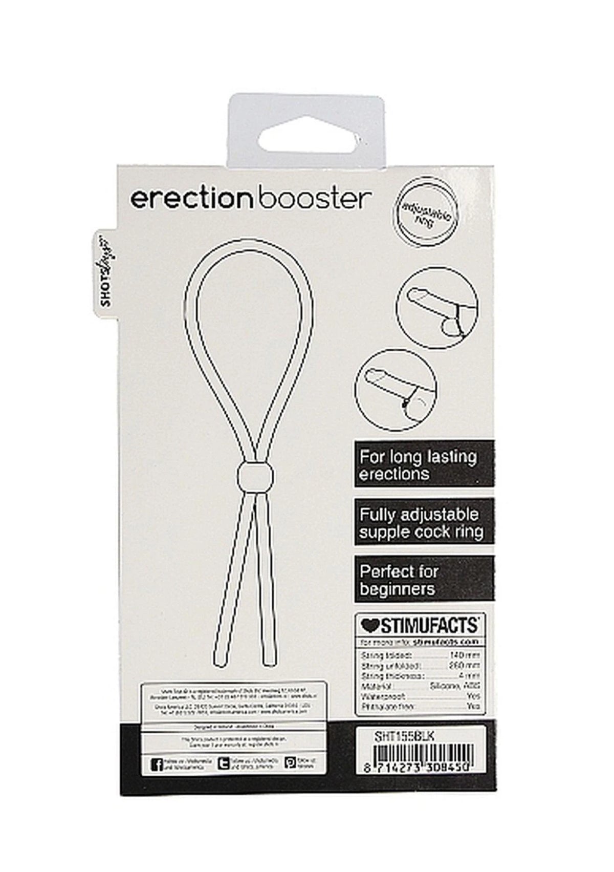 Anillo para el pene Erection Booster – negro | Shots Toys