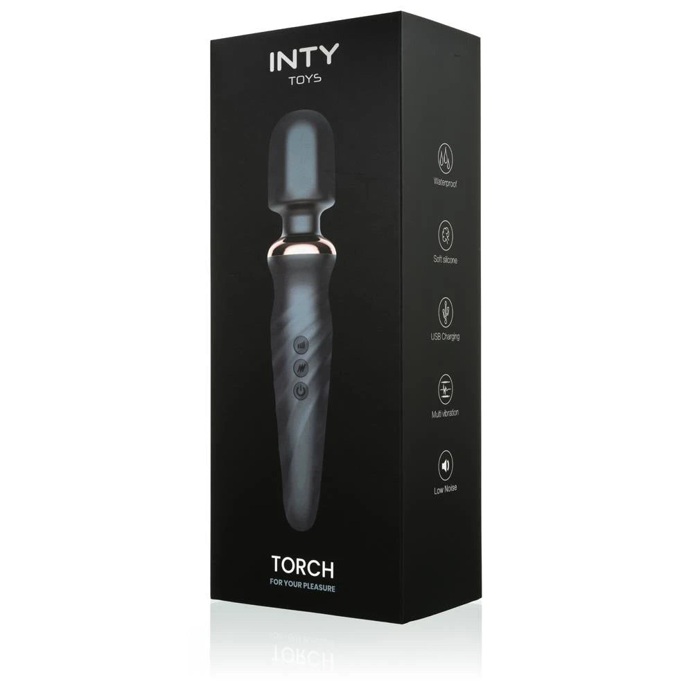 Massaggiatore wand Torch 25 funzioni – ricaricabile, nero | INTY Toys