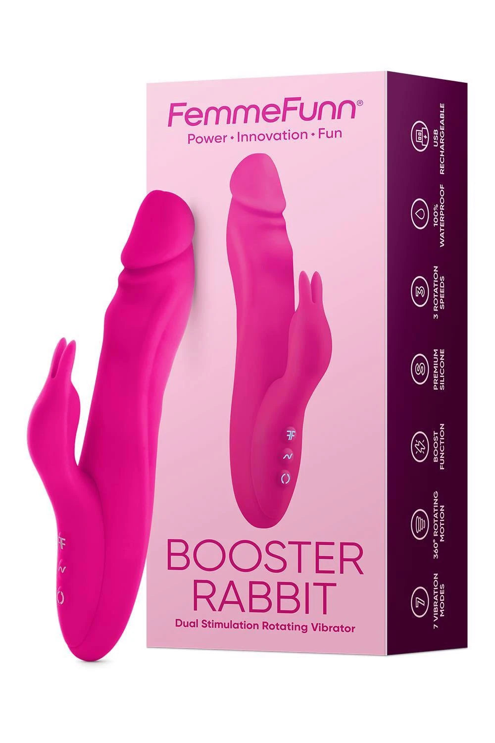 Vibrador rabbit Booster – recarregável, rosa | FemmeFunn