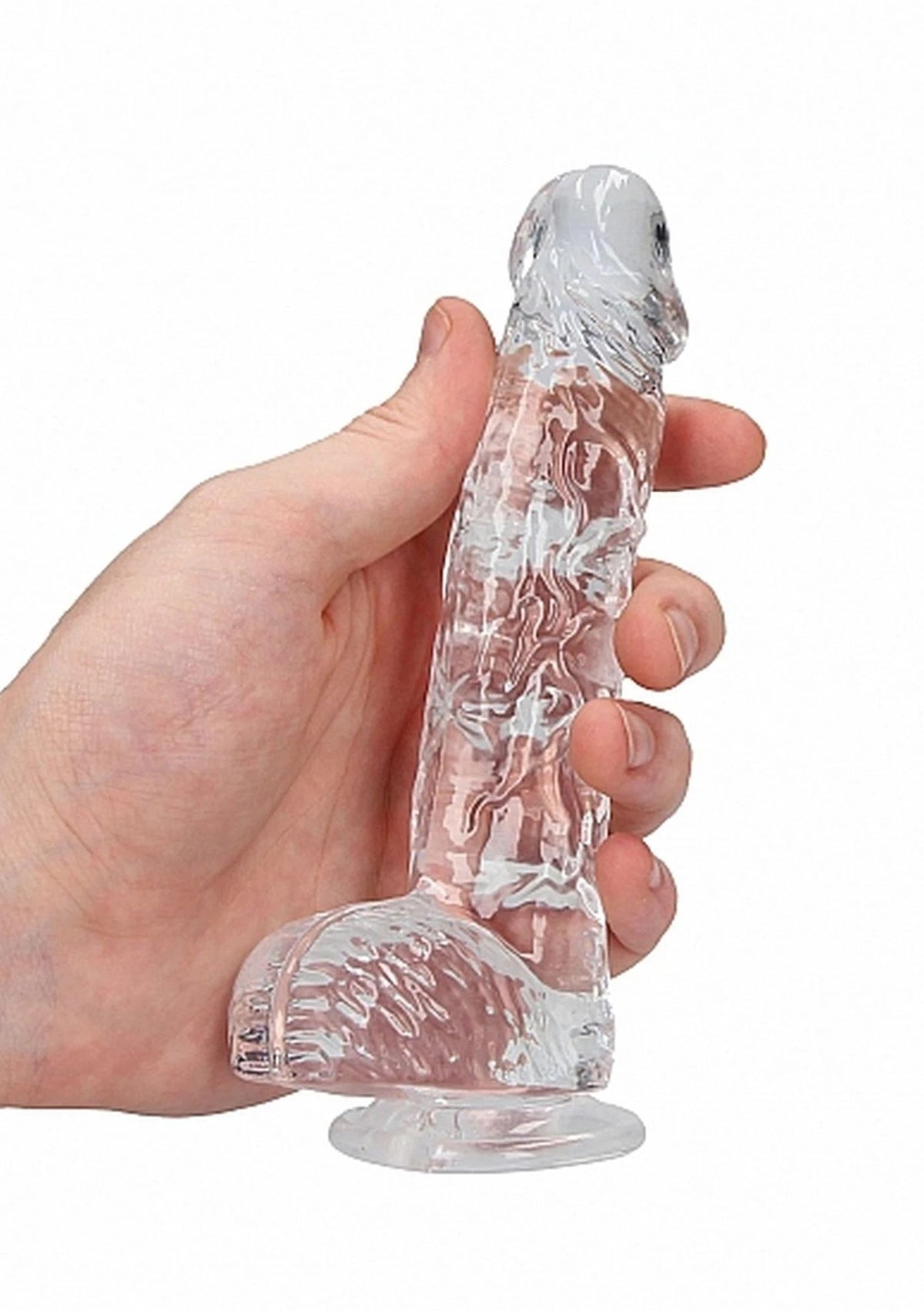 Gode réaliste 6″ 17 cm – avec ventouse, transparent | RealRock