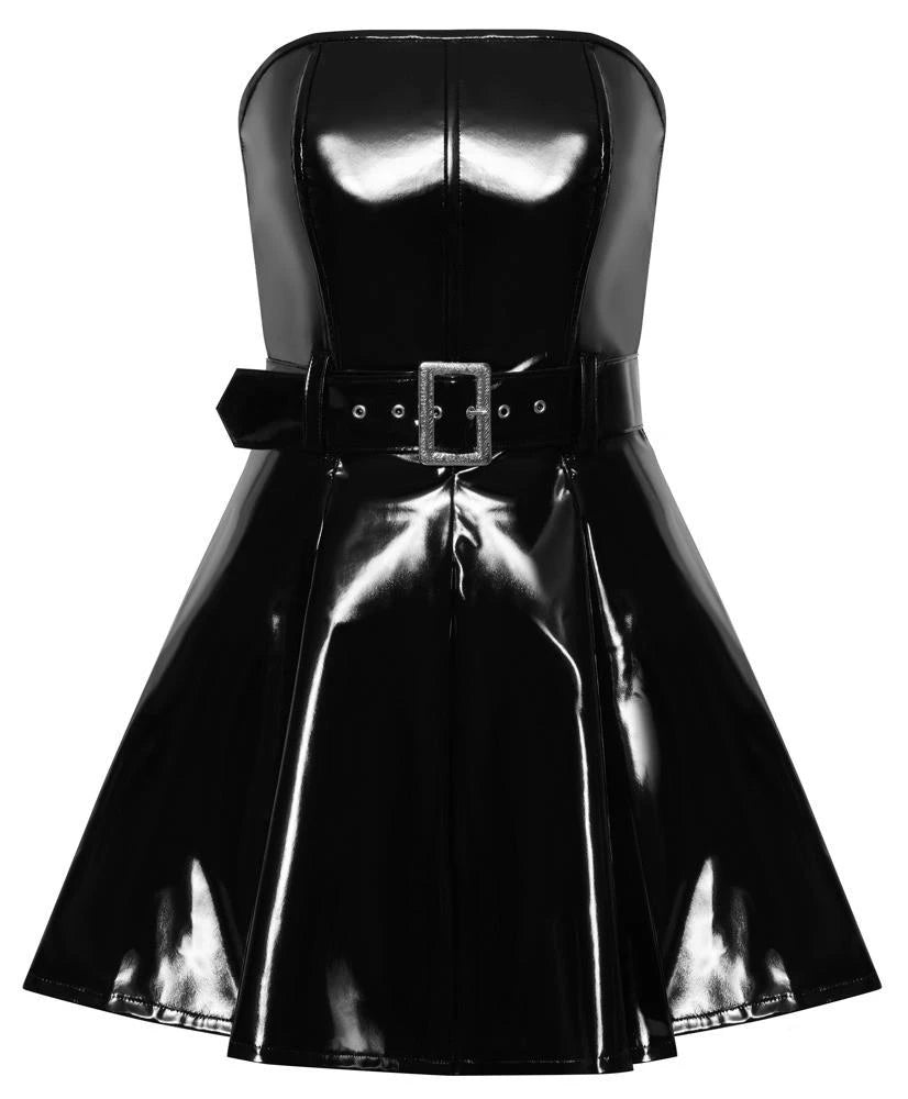 Dress – wetlook, strapless, black 28516871031 | Black Level