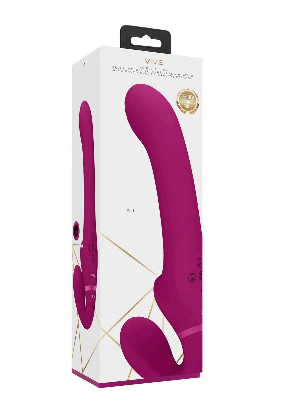 Strap-on Ai Air Wave Tickler Strapless 10 velocità – doppio | Vive