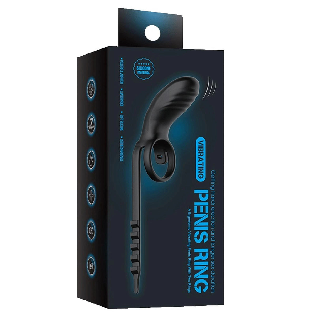 Anillo para el pene AdjustableDouble – con mando a distancia, recargable, negro | Favorites
