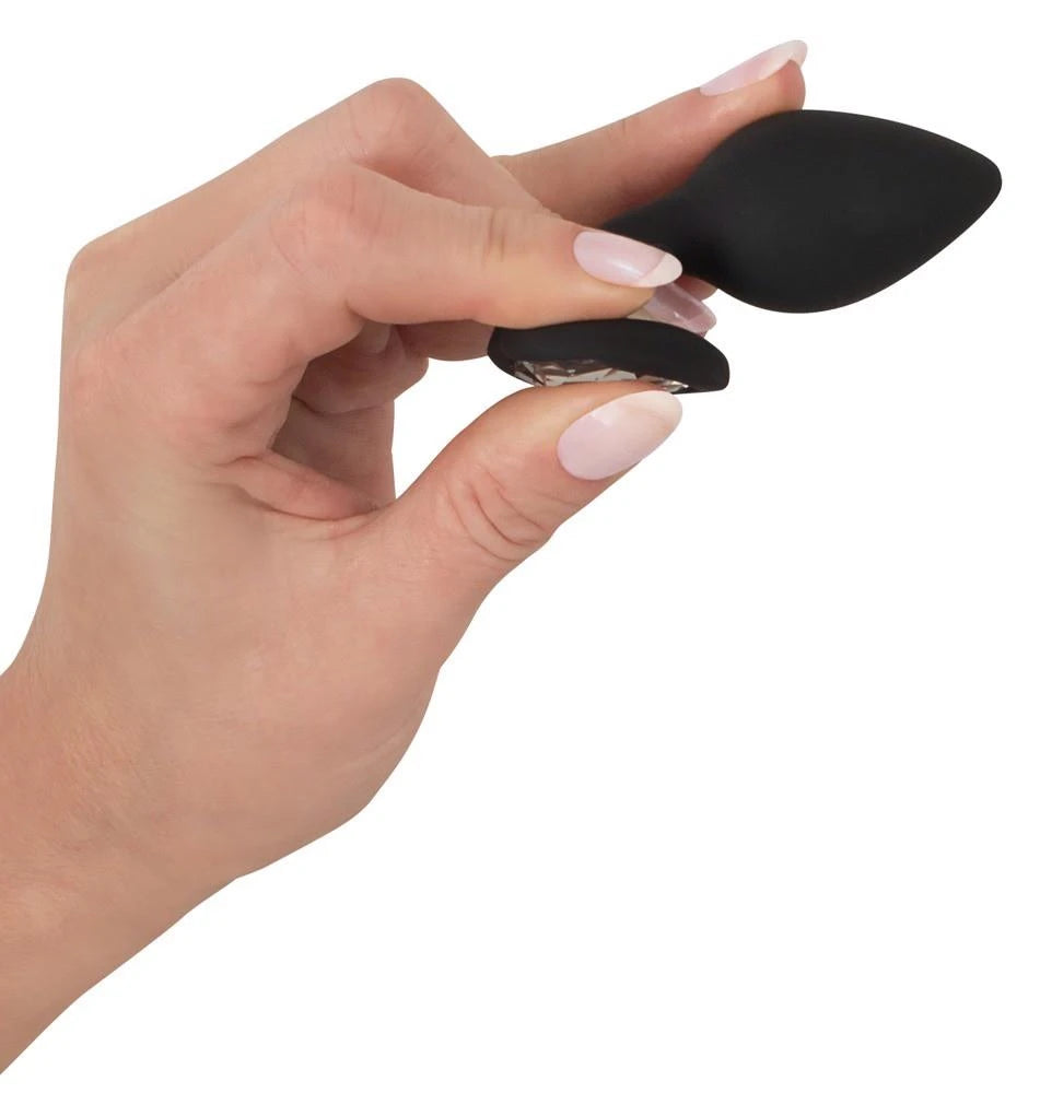 Anál dugó 7.3 cm – ékköves, fekete