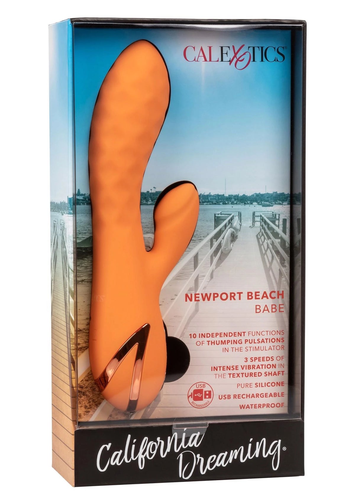 Vibratore rabbit Newport Beach Babe 3 velocità – ricaricabile, arancione | Calexotics
