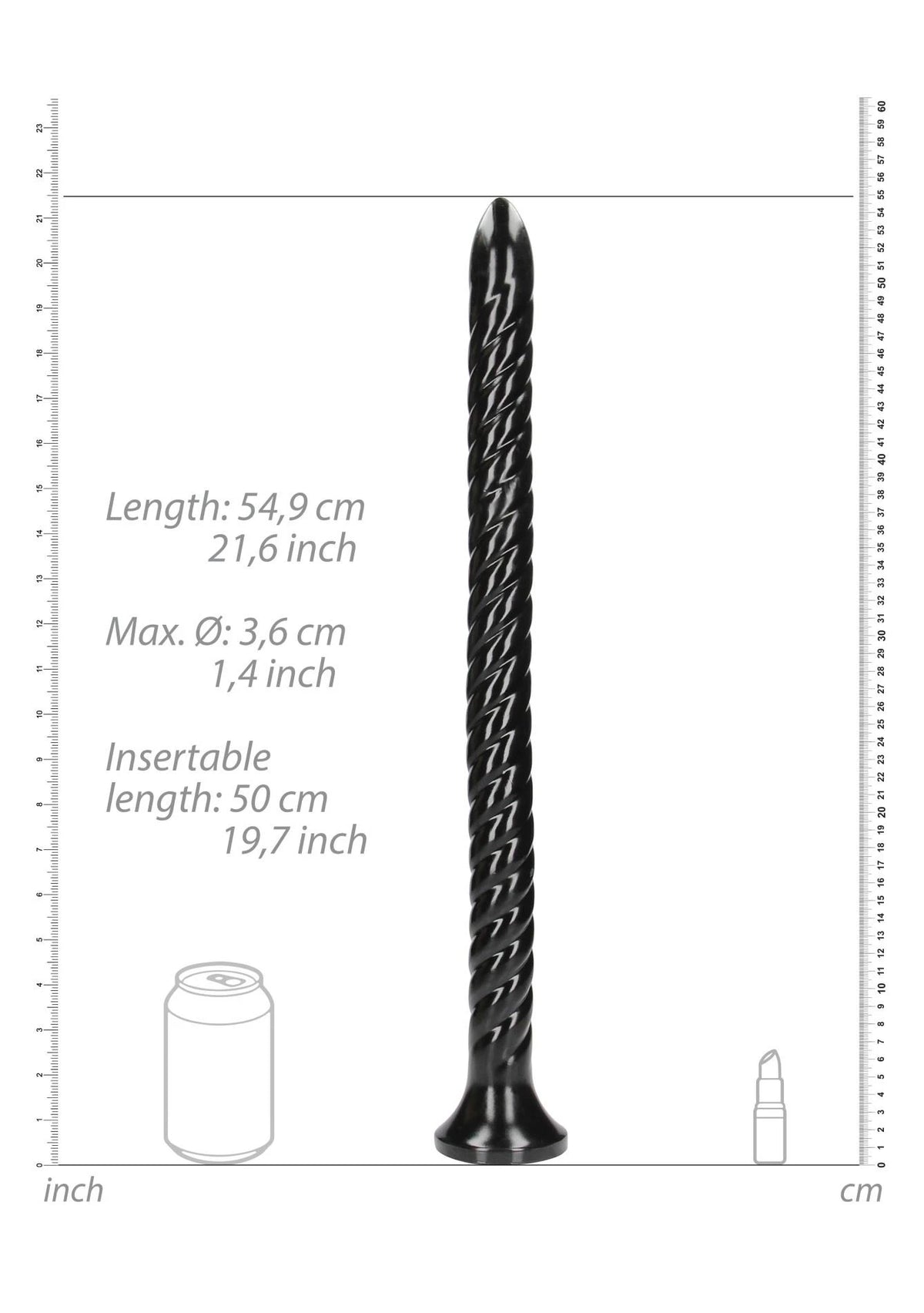 Dildo Swirled Snake 54.9 cm – con ventosa, nero | Ouch!