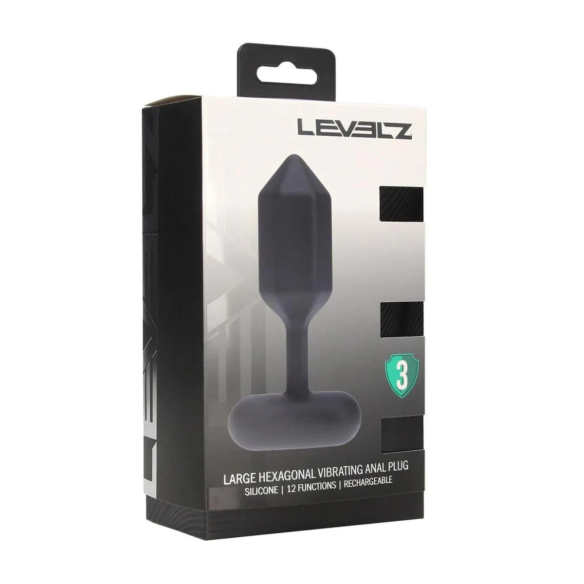 Plug anal Hexagonal – vibrador, negro 36-LVL03-0018BLK | Levelz