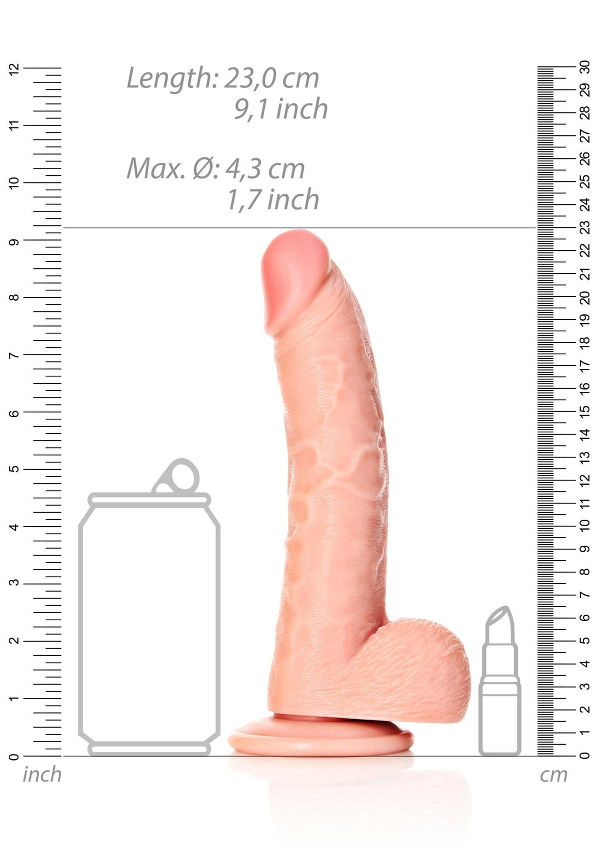 Realistic dildo Curved 9.8 cm – with suction cup, nude | RealRock