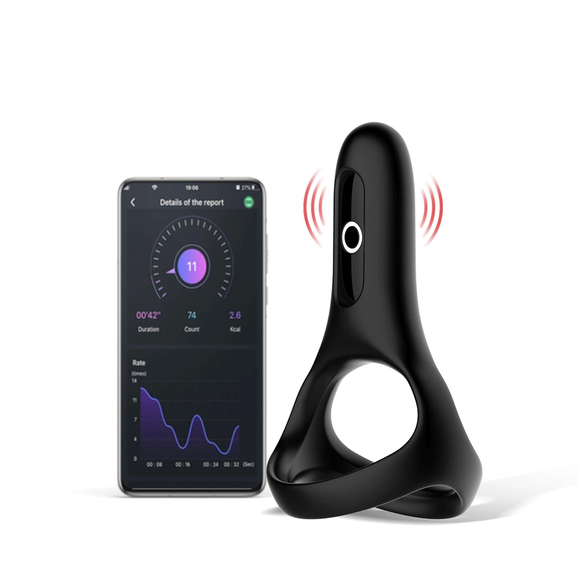 Magic Motion - Anneau pénien intelligent Rise portable noir