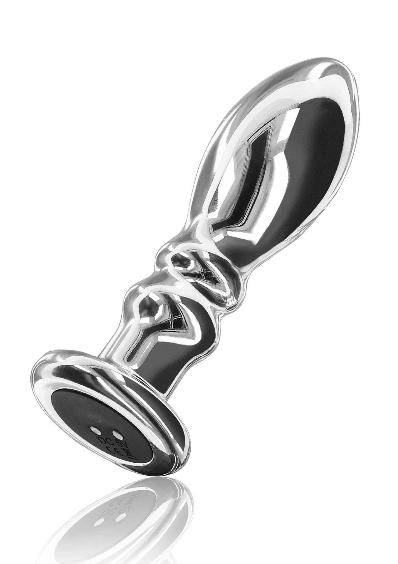 Buttplug vibreur nervuré moyen argenté