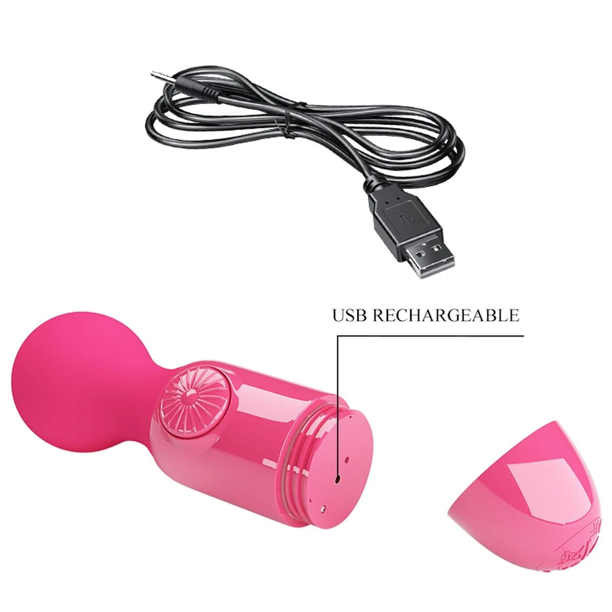 Massaggiatore wand stick – ricaricabile, fucsia | Pretty Love