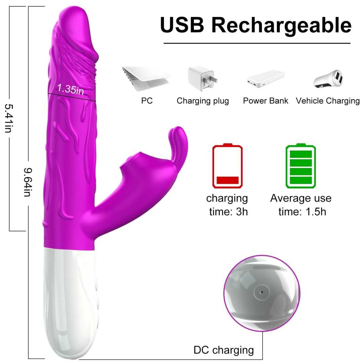 Vibratore rabbit 7 funzioni – ricaricabile, riscaldante, fucsia | Favorites