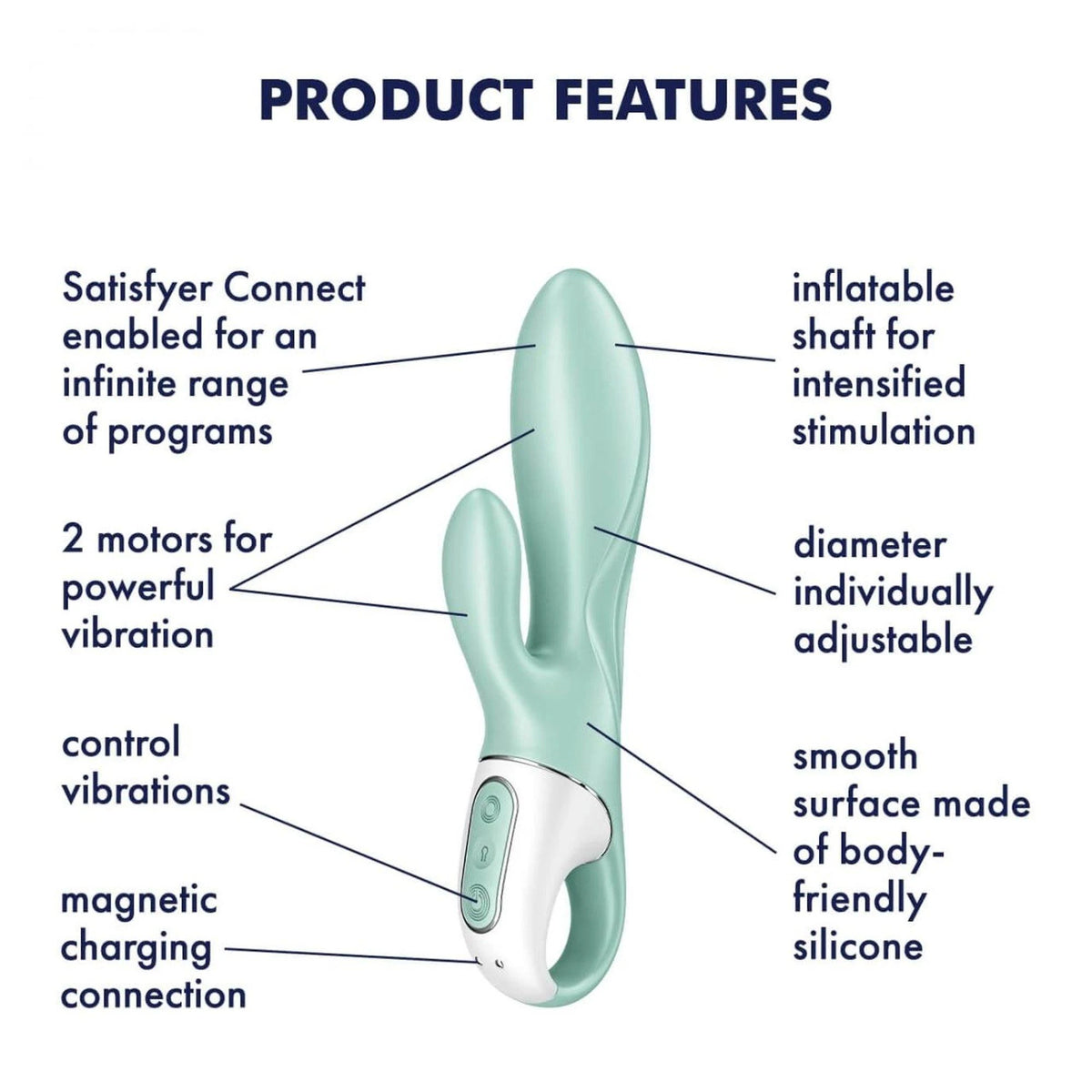 Pompa per il pene Air Connect – controllo da app, vibrante, verde | Satisfyer