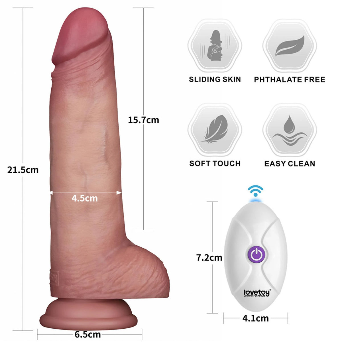 Consolador realista Pro II Layer 10 funciones – con mando a distancia, nude 21.5 cm | Lovetoy