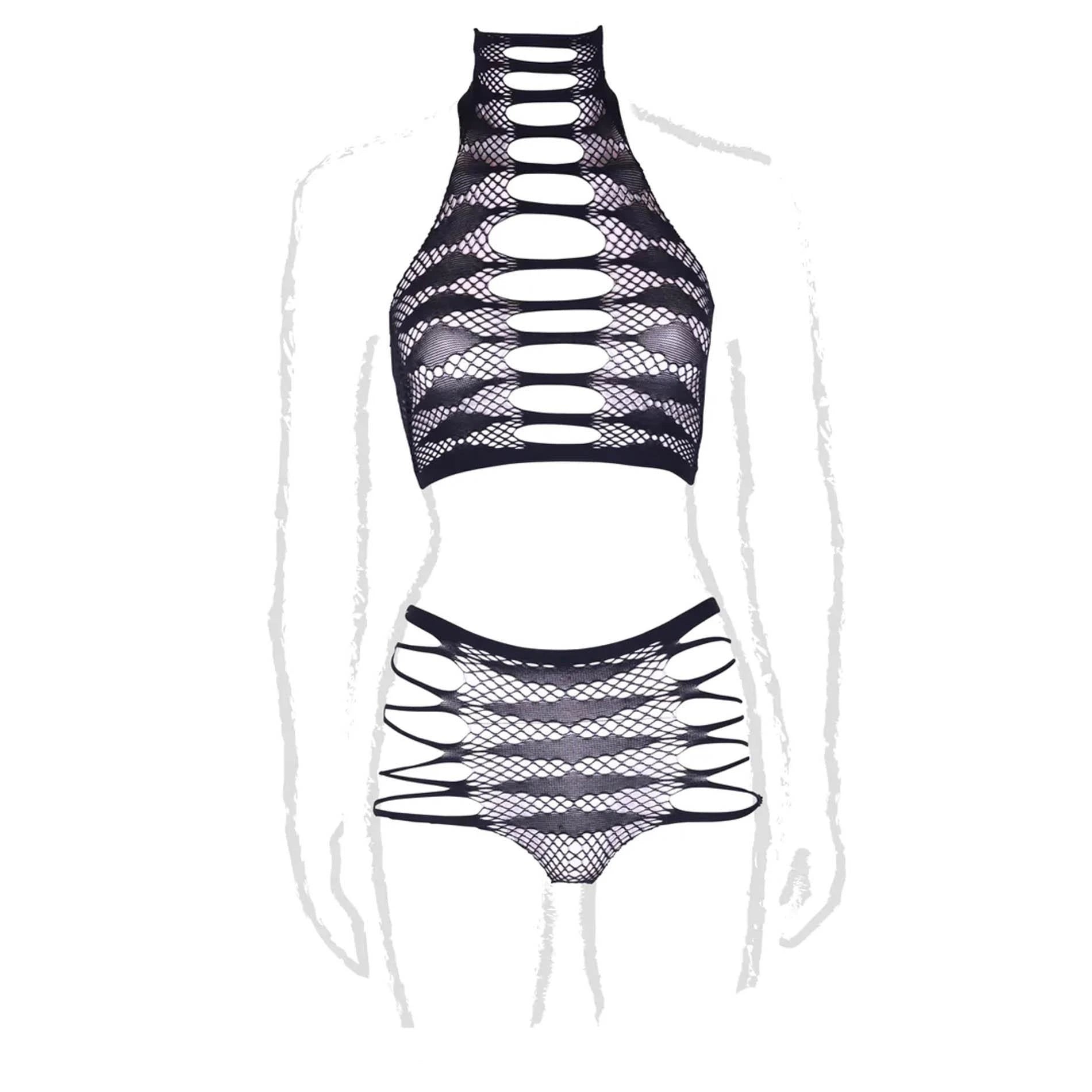 Carpo XLVI - Deux pièces avec col roulé, crop top et culotte - Grande taille
