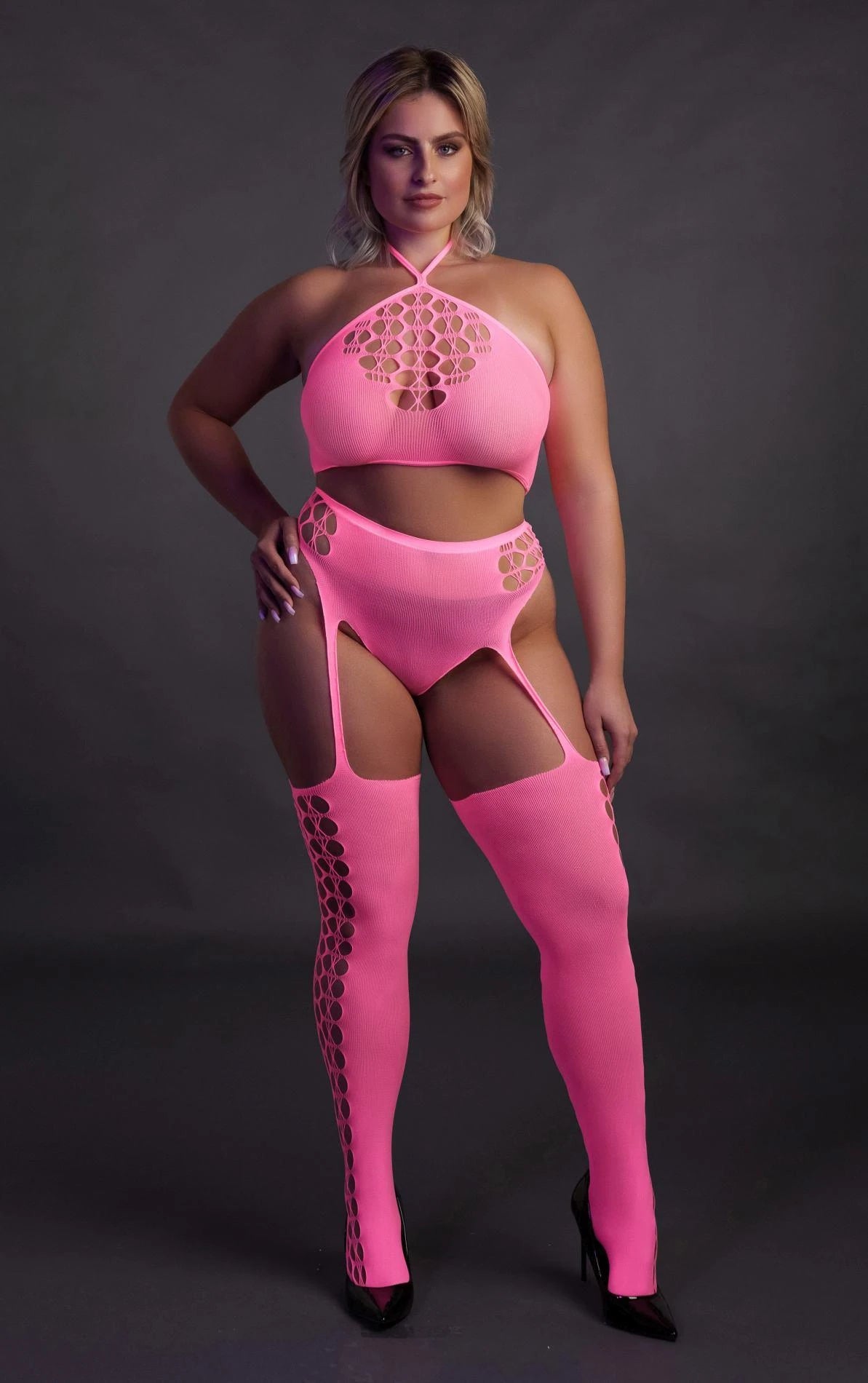 Calze Crop – taglie forti, rosa OU836GPNOSX | Ouch!