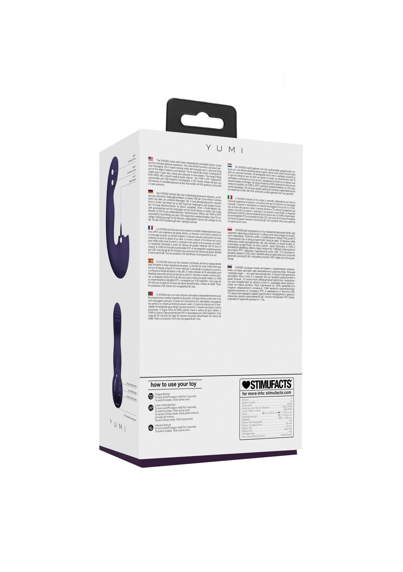 Yumi - Triple Motor G-Spot Finger Motion Vibrator and Flickering Tongue Stimulator - Purple