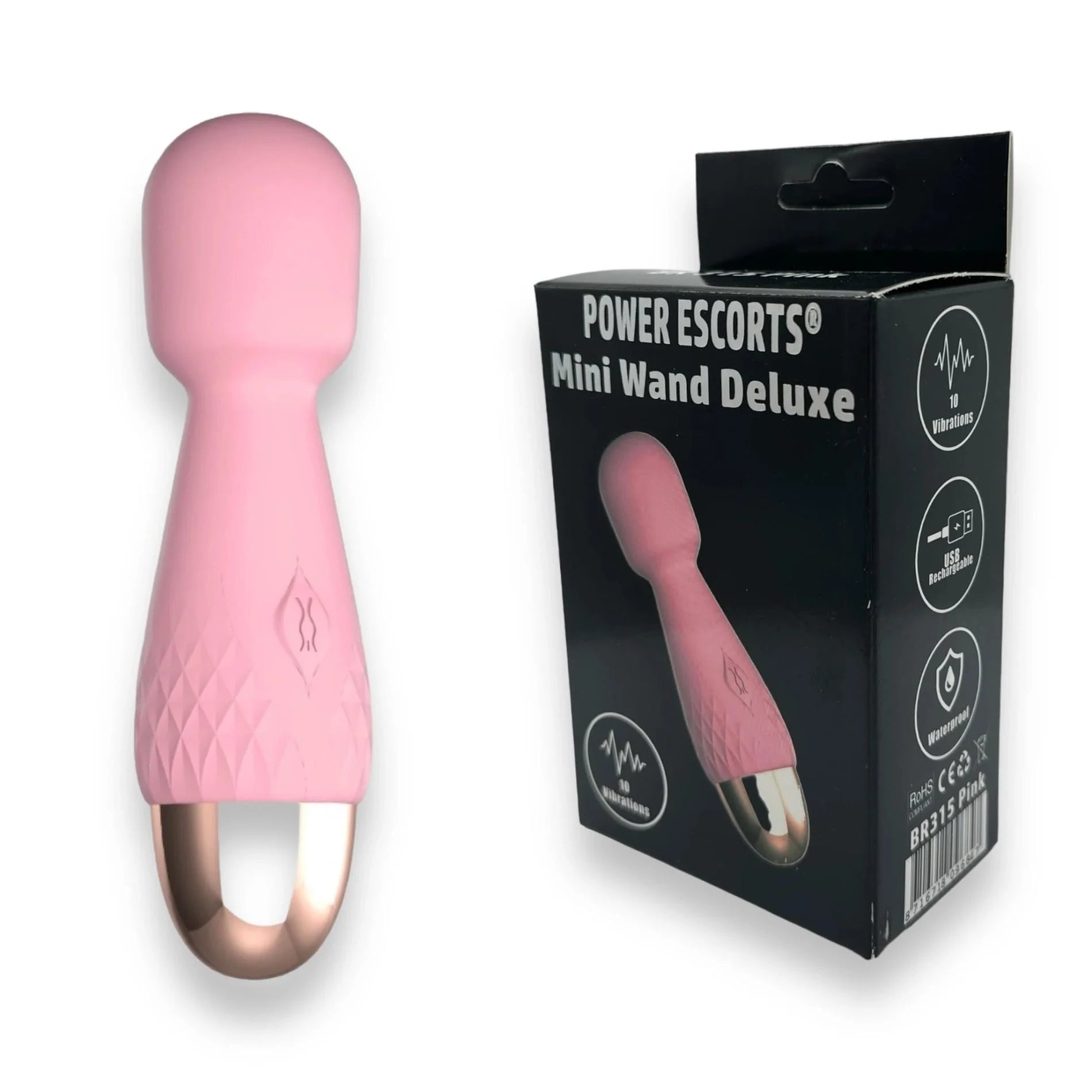 Power Escorts - Mini baguette de luxe rose - Masseur baguette en silicone de 11,6 cm / 4,5 pouces