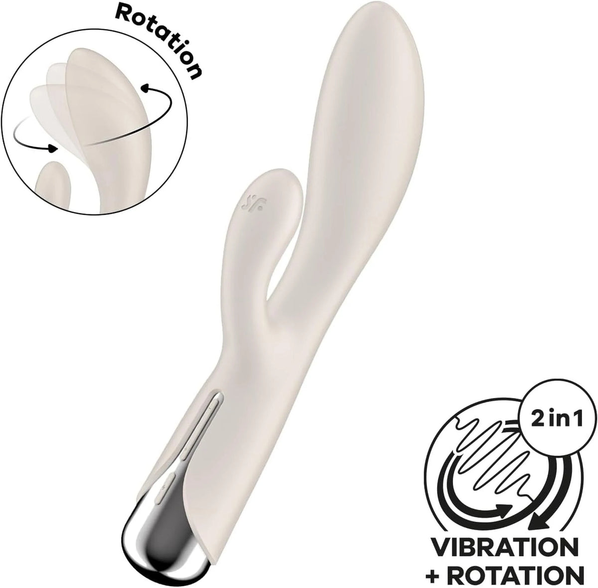 Vibrador rabbit Spinning 19.97 cm – recargable, blanco | Satisfyer