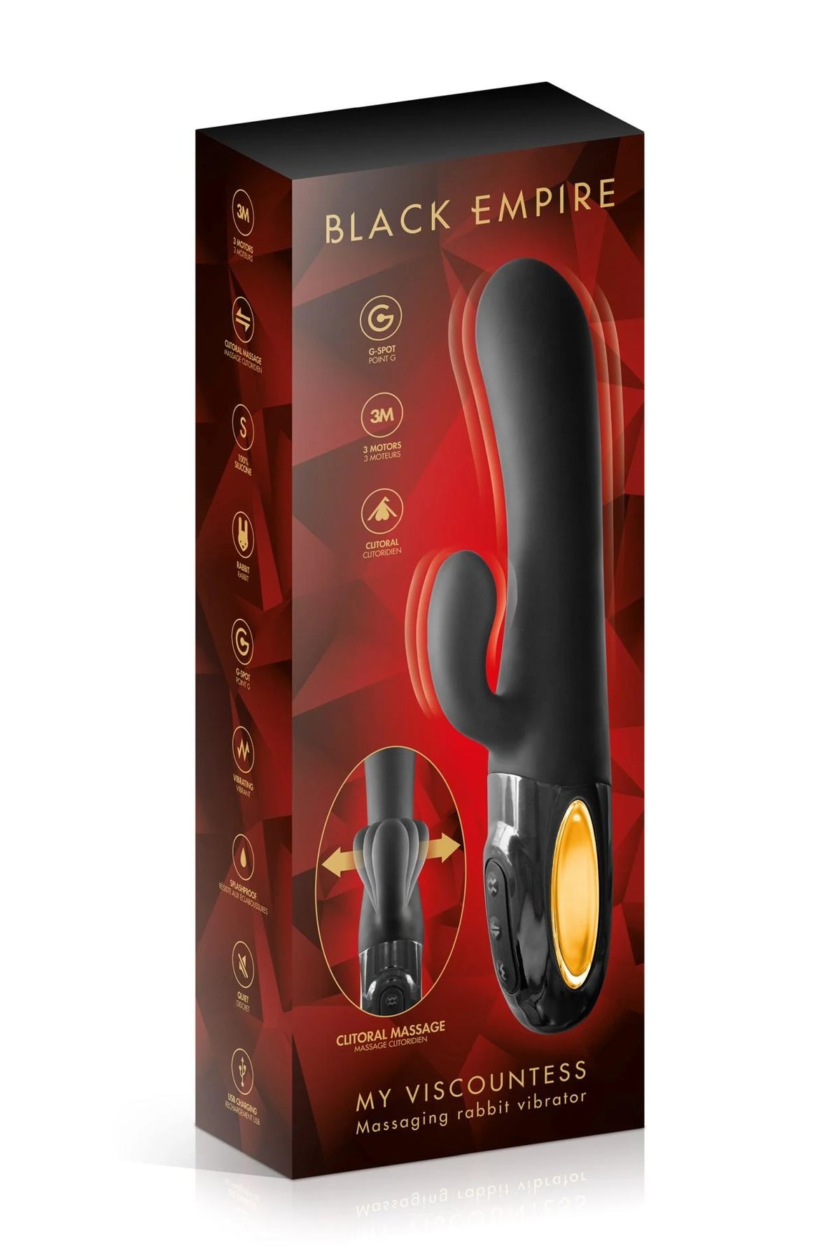 Vibratore rabbit Viscountess 7 funzioni – ricaricabile, nero | Black Empire