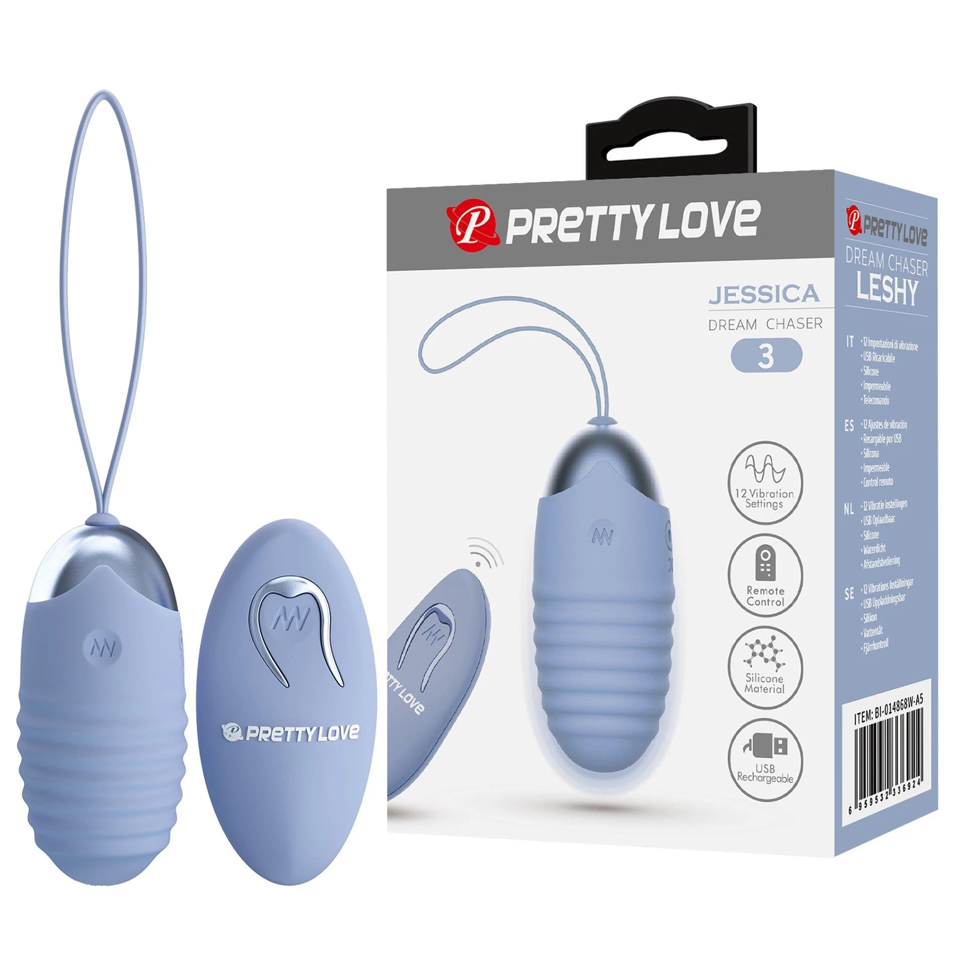 PRETTY LOVE - JESSICA Dream chaser 3, Bleu, Télécommande sans fil 12 fonctions de vibration