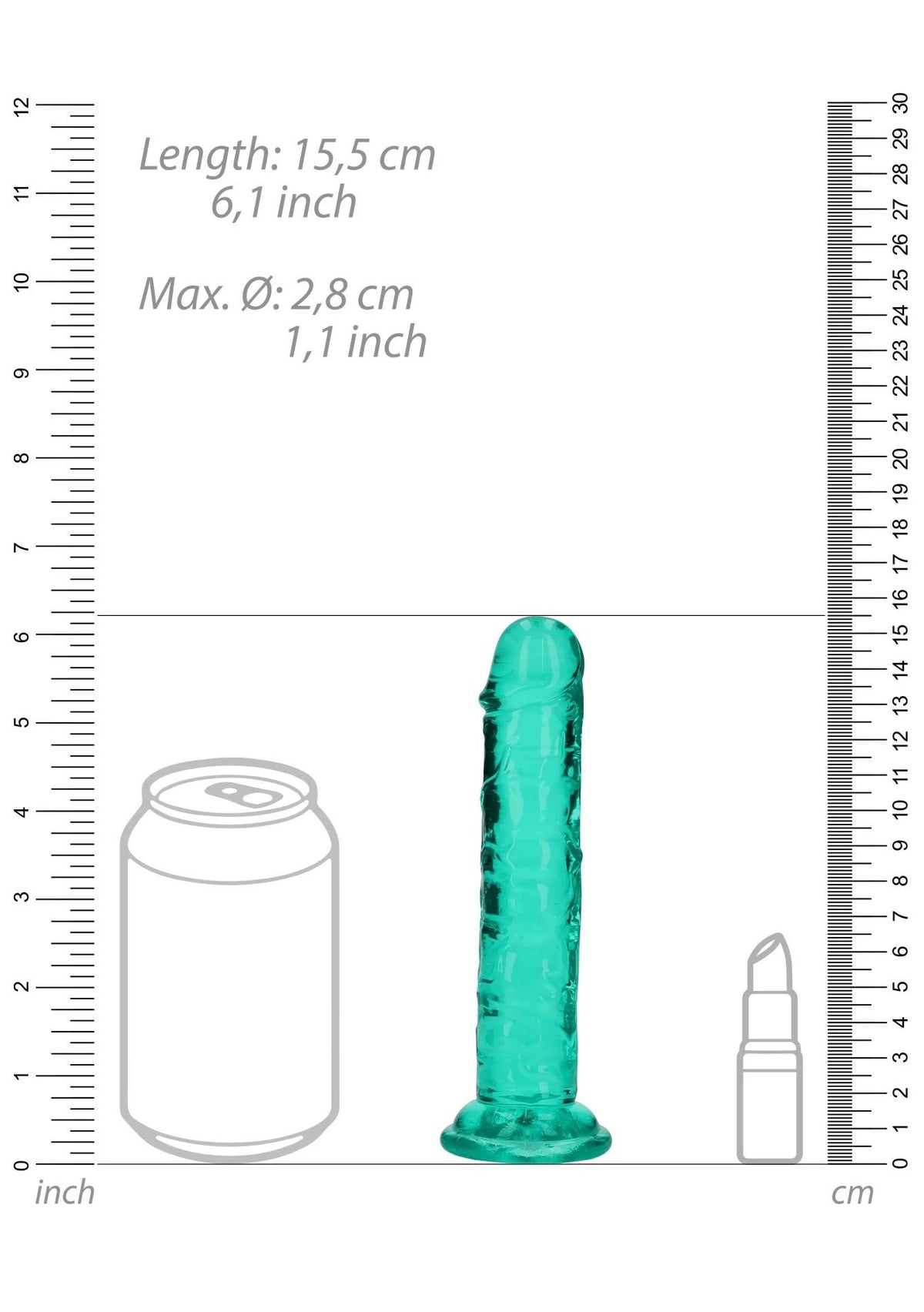Dildo realistico Straight – con ventosa, turchese 4.9 cm | RealRock