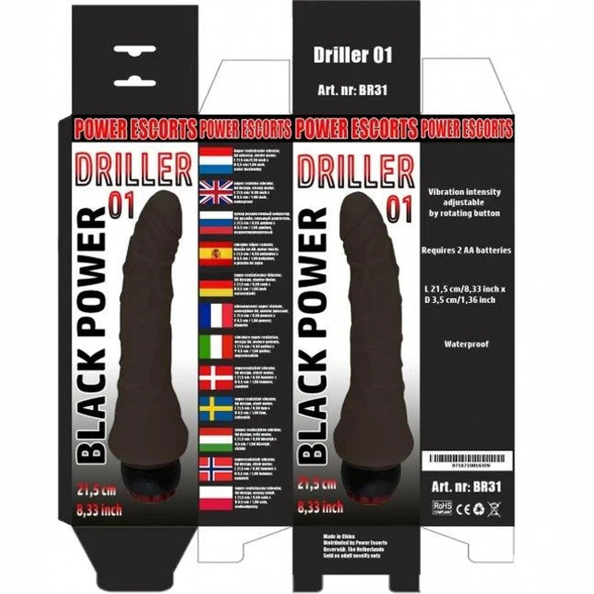 Vibratore classico Driller 01 – nero | Power Escorts
