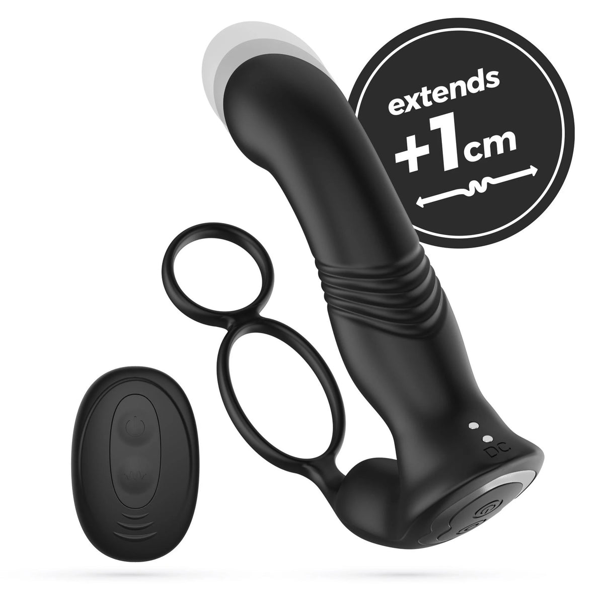 Prosztata masszírozó Erixos 13.5 cm – távirányítós, vibrációs, fekete | Crushious