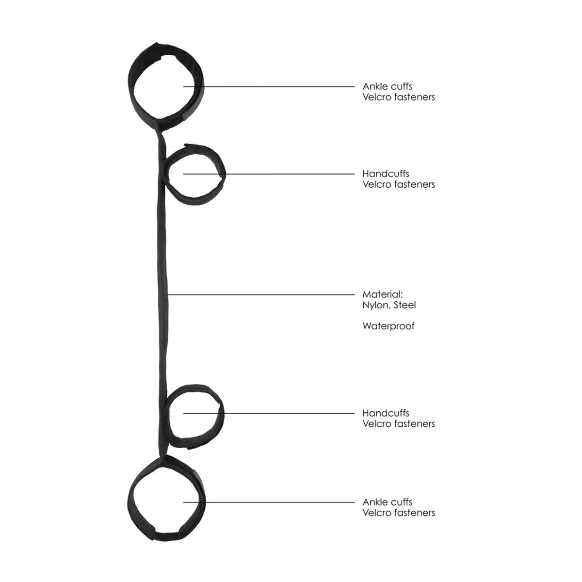 Atadura bondage Spreader Bar Ankle Cuffs – negra | Ouch!