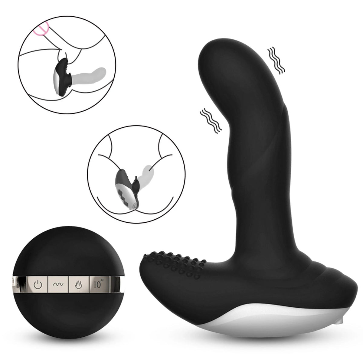 Massajador de próstata Pulsator 7 funções – com controlo remoto, recarregável, preto | Favorites