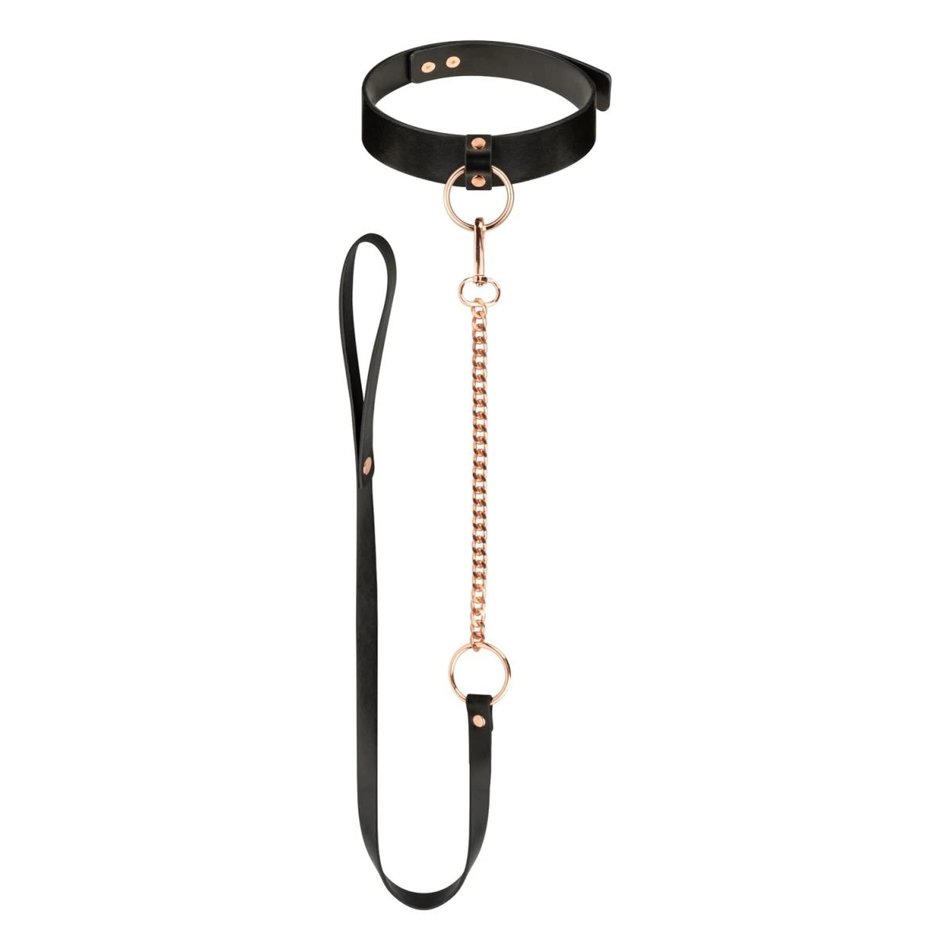 Rosy Gold - Collier avec laisse - Noir