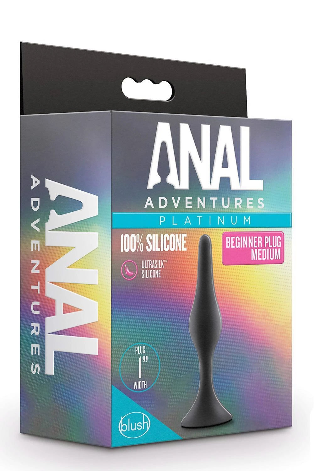 AVENTURES ANALES PLUG DÉBUTANT SILICONE PLATINE MOYEN NOIR