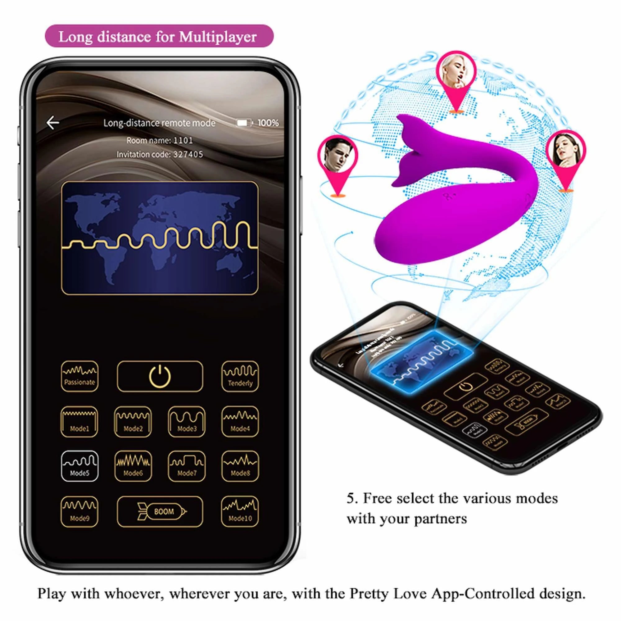 PRETTY LOVE - Jayleen, 12 fonctions de vibration Contrôle de l'application mobile à distance