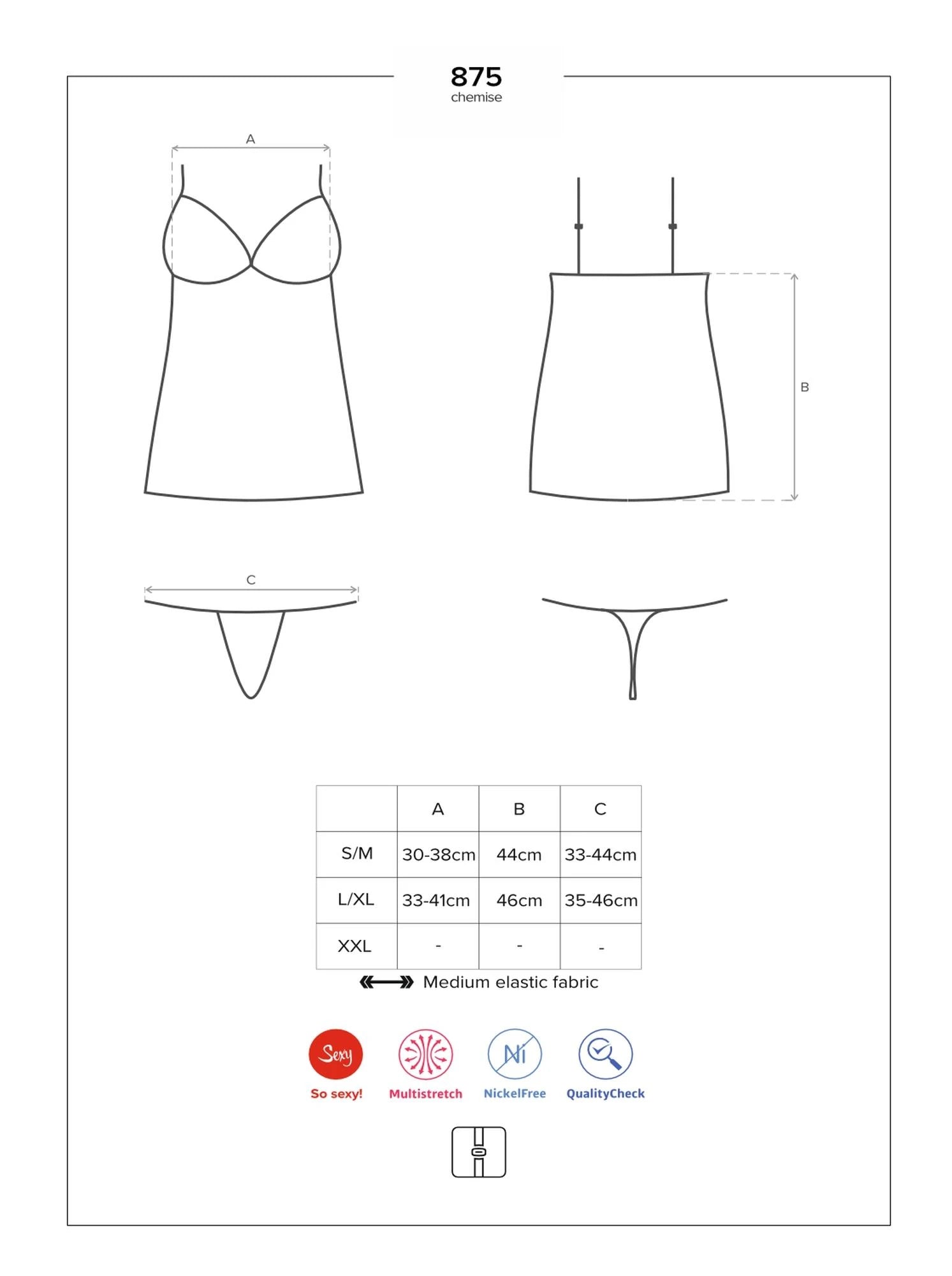 Lingerie - 875-CHE-1 T-shirt et string L/XL