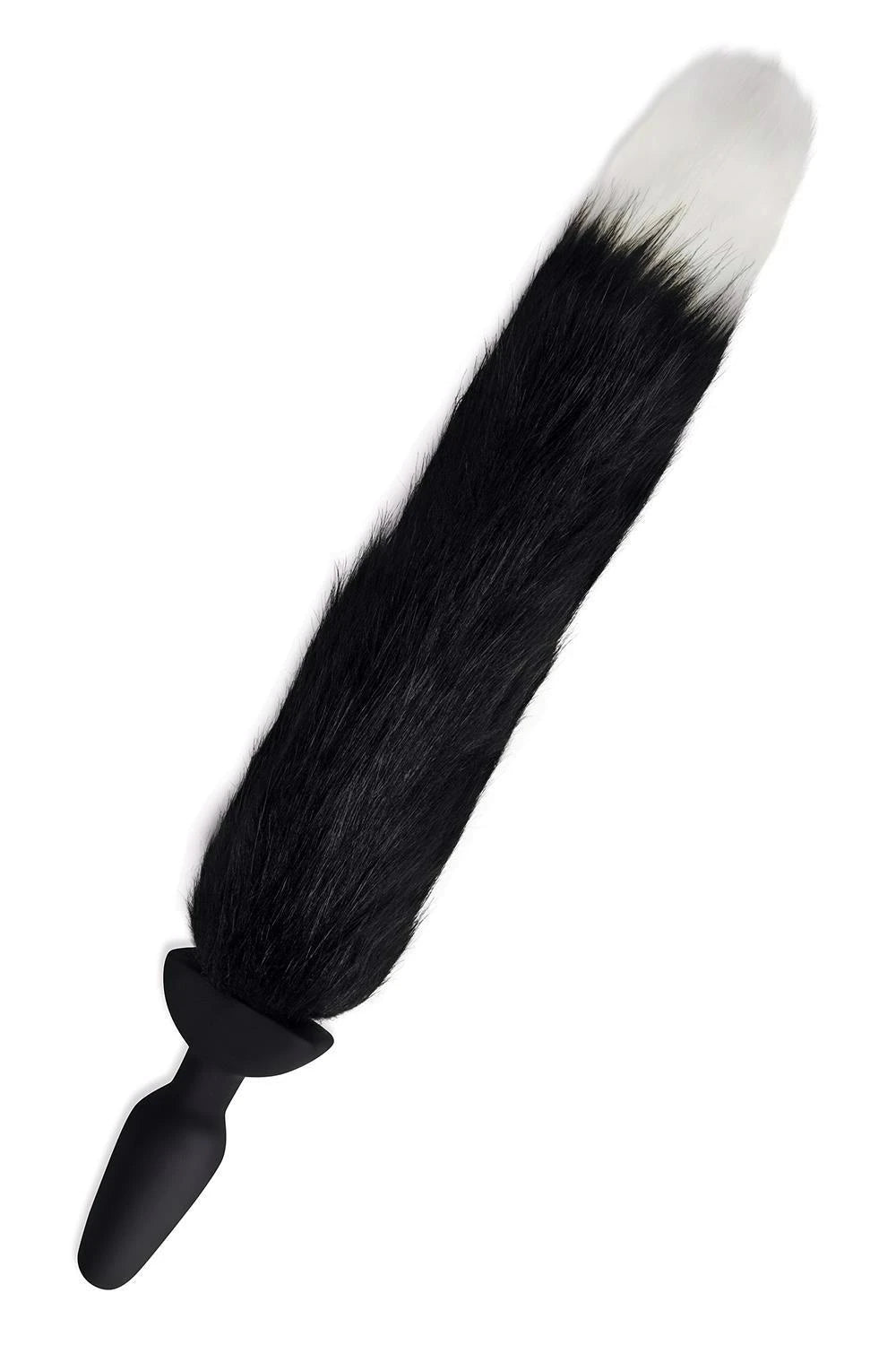 WHIPSMART 4.9 INCH SILICONE VIBRATING PLUG WITH 14 INCH BLACK INDOGO FOX TAIL