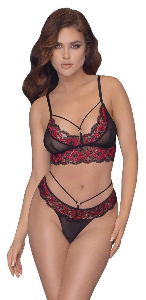 Ensemble soutien-gorge noir/rouge L