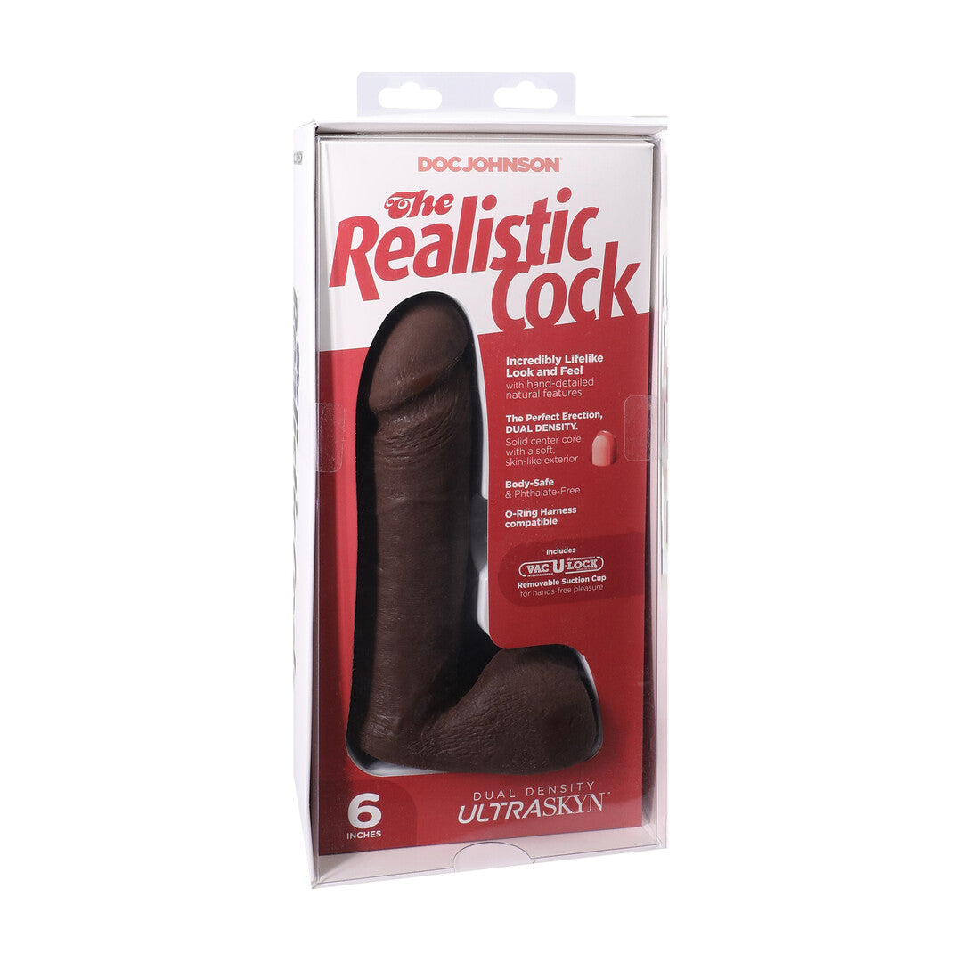 Pénis réaliste avec testicules - Ventouse amovible Vac-U-Lock - ULTRASKYN - 6 / 16,5 cm - Chocolat