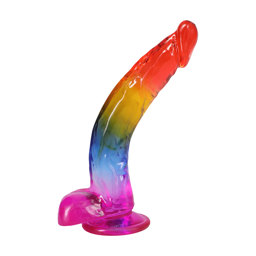 Pénis réaliste avec testicules - 9,5 po / 24,1 cm - Arc-en-ciel