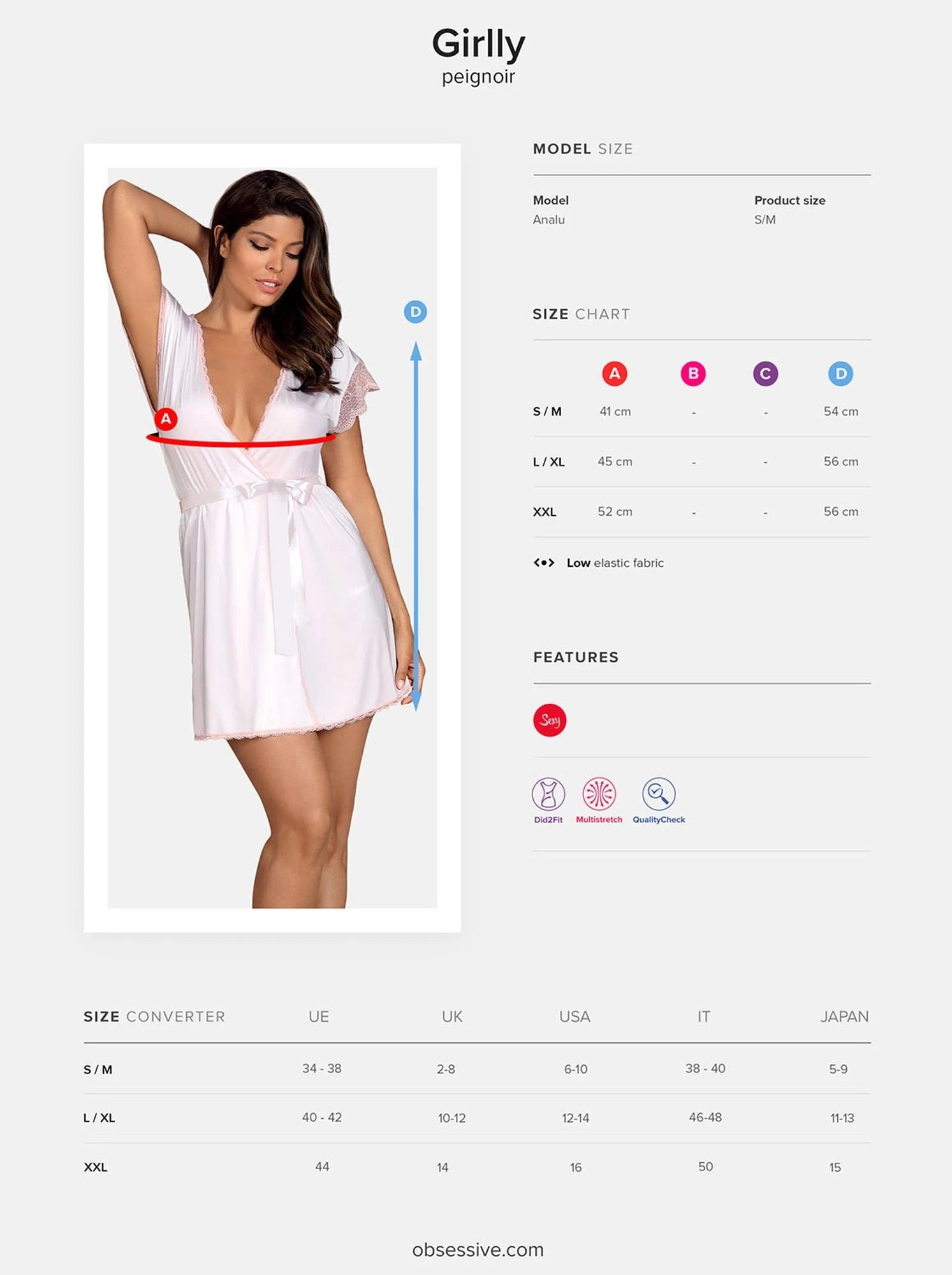 Bielizna-Girlly peignoir blanc S/M