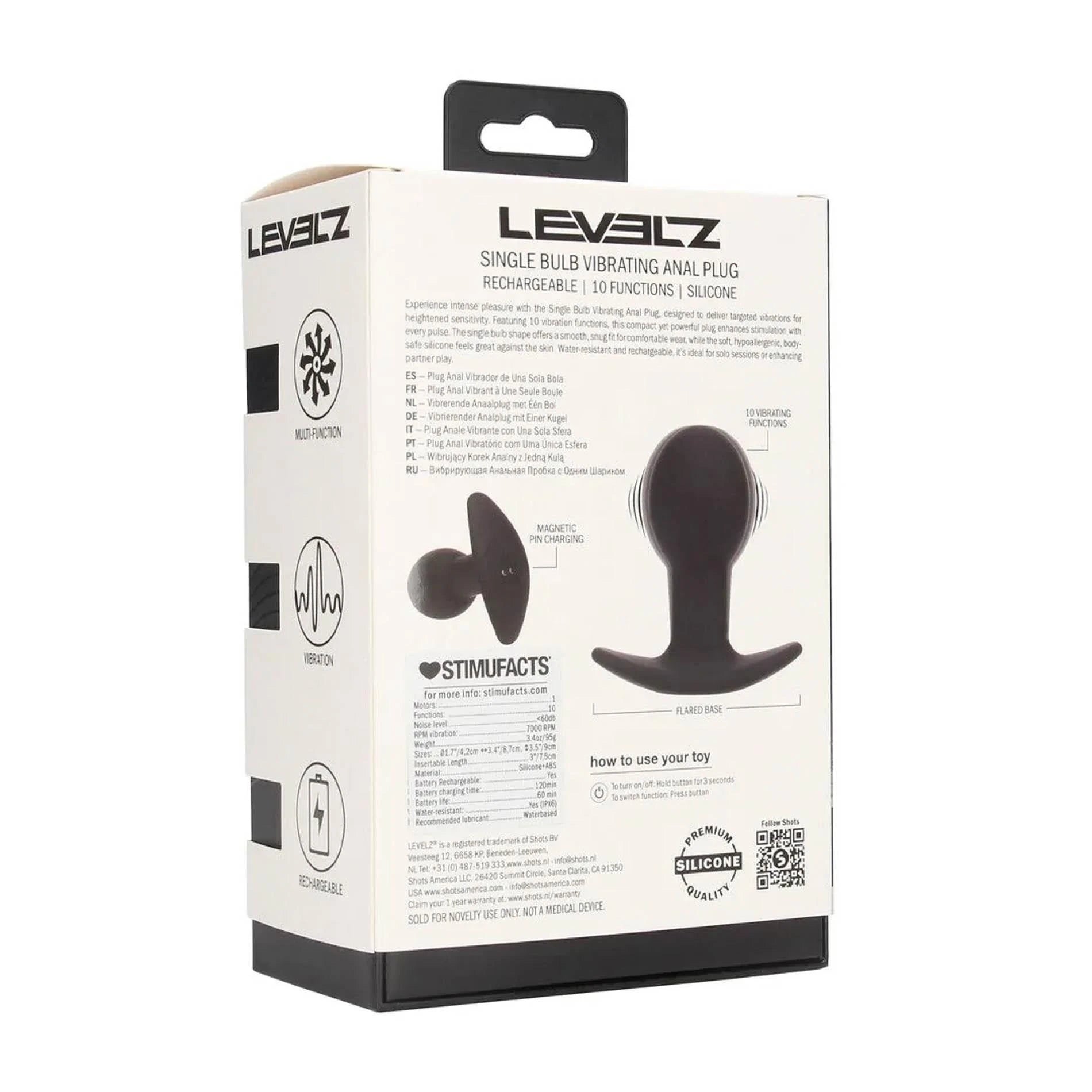 Single Bulb Vibrating Silicone Anal Plug - Black